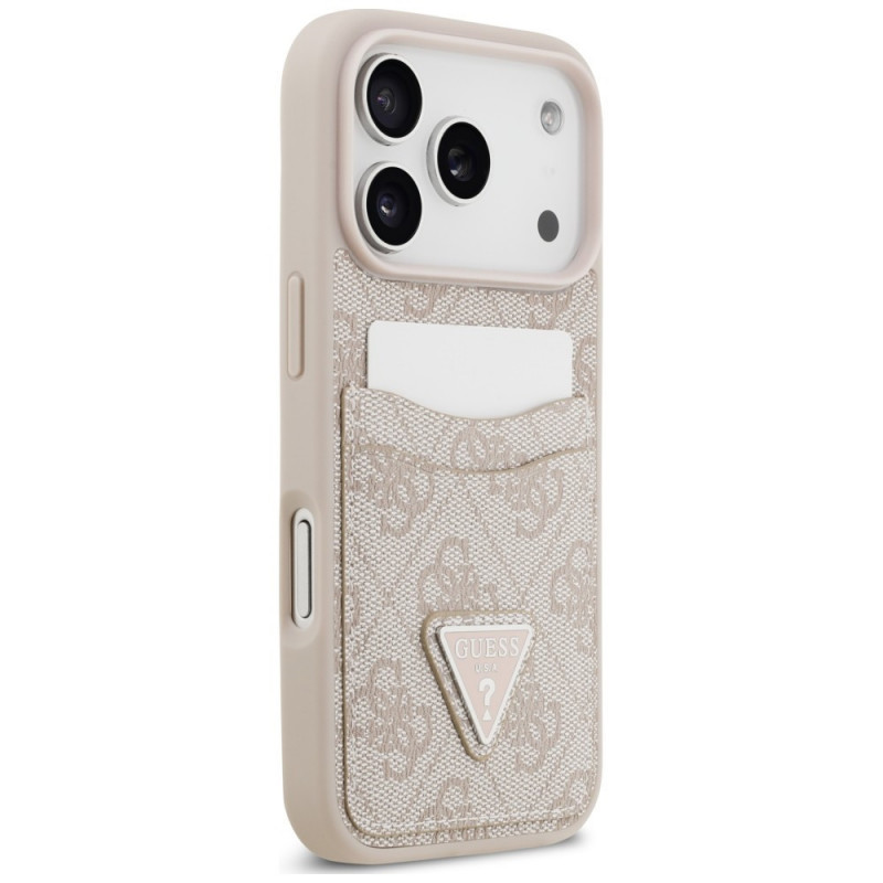 Guess 4G Double Card Triangle hoesje voor Apple iPhone 18 Pro / 17 Pro, roze