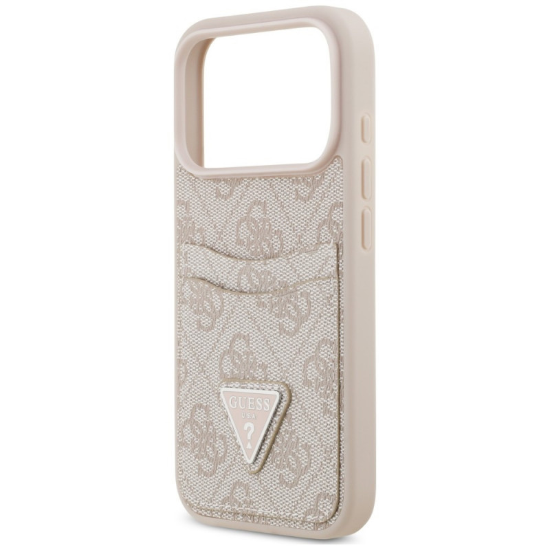 Guess 4G Double Card Triangle hoesje voor Apple iPhone 18 Pro / 17 Pro, roze