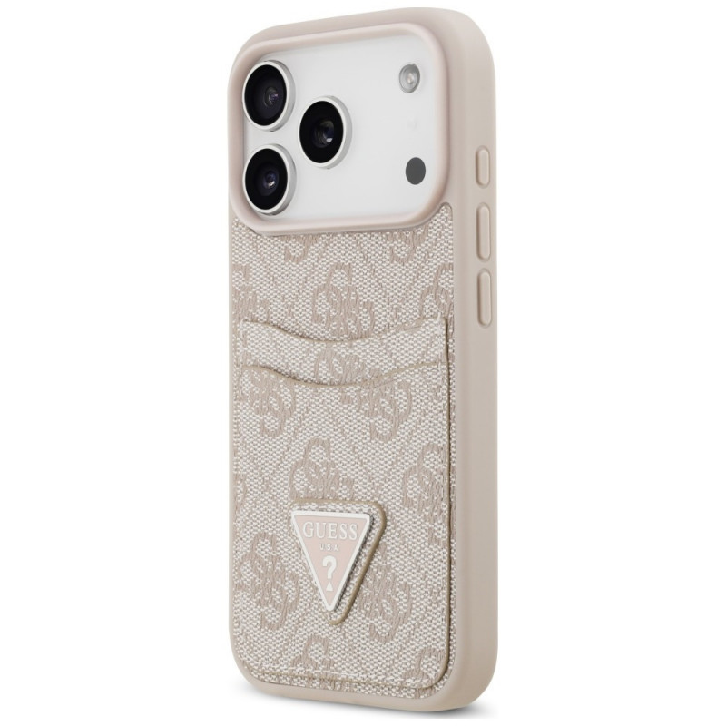 Guess 4G Double Card Triangle-hoesje voor Apple iPhone 18 Pro Max / 17 Pro Max, roze