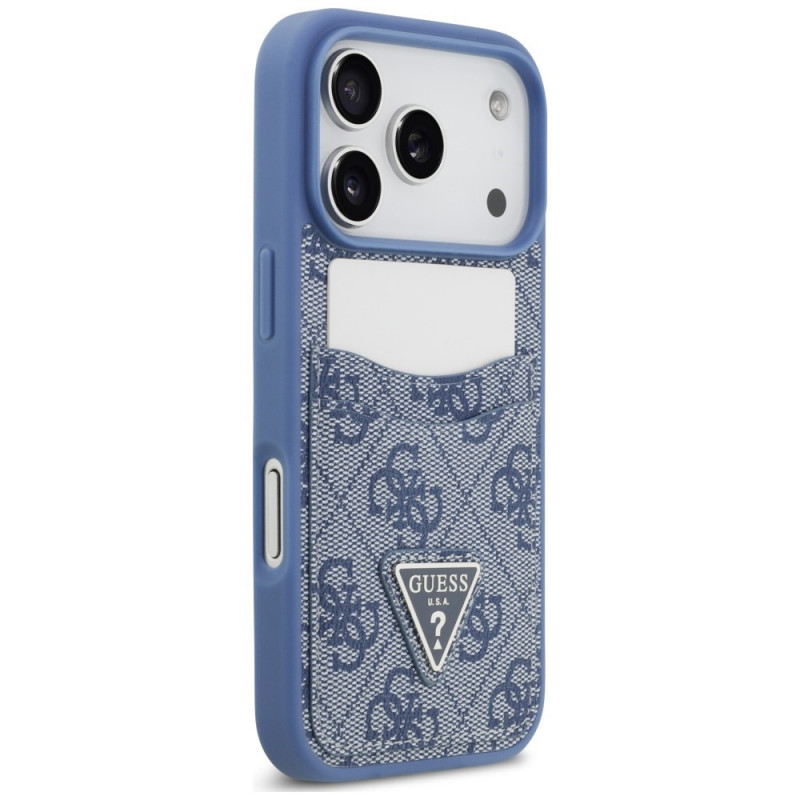 Guess 4G Double Card Triangle-hoesje voor Apple iPhone 18 Pro / 17 Pro, blauw