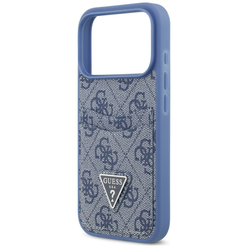 Guess 4G Double Card Triangle-hoesje voor Apple iPhone 18 Pro / 17 Pro, blauw