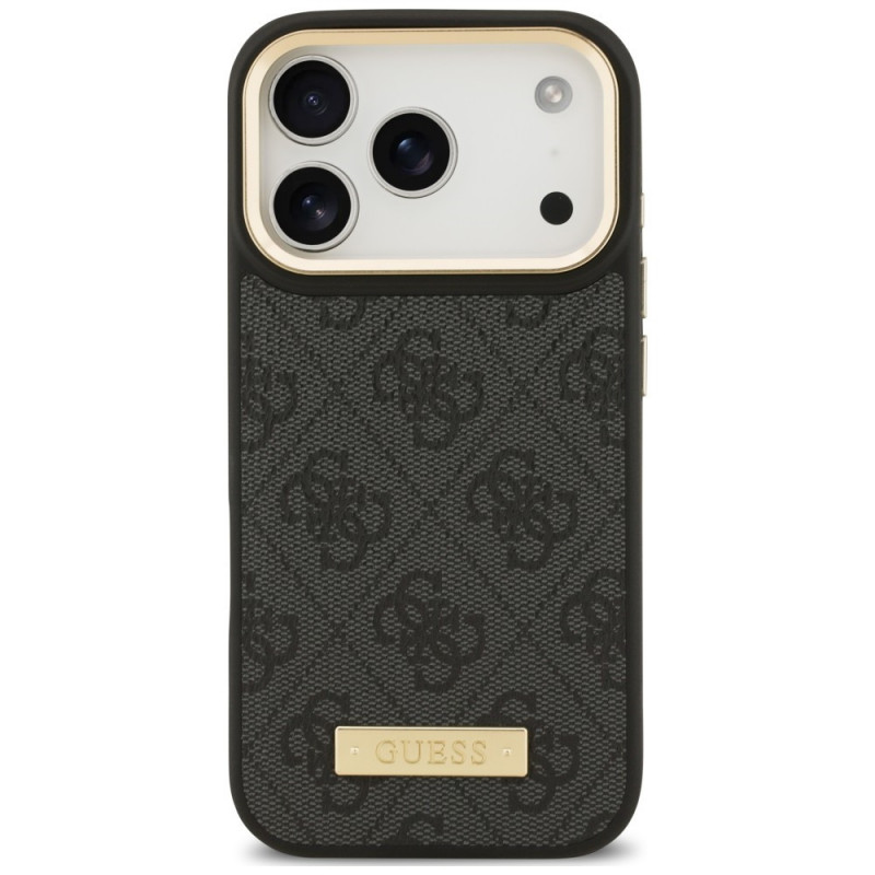 Guess 4G Logo Plate MagSafe-hoesje voor Apple iPhone 18 Pro Max / 17 Pro Max, zwart