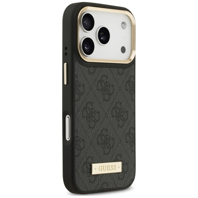 Guess 4G Logo Plate MagSafe-hoesje voor Apple iPhone 18 Pro Max / 17 Pro Max, zwart