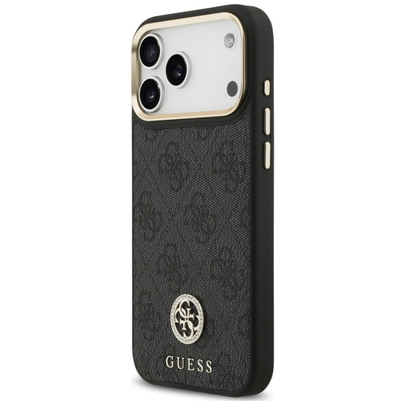Guess 4G Strass Logo MagSafe-hoesje voor Apple iPhone 18 Pro Max / 17 Pro Max, zwart