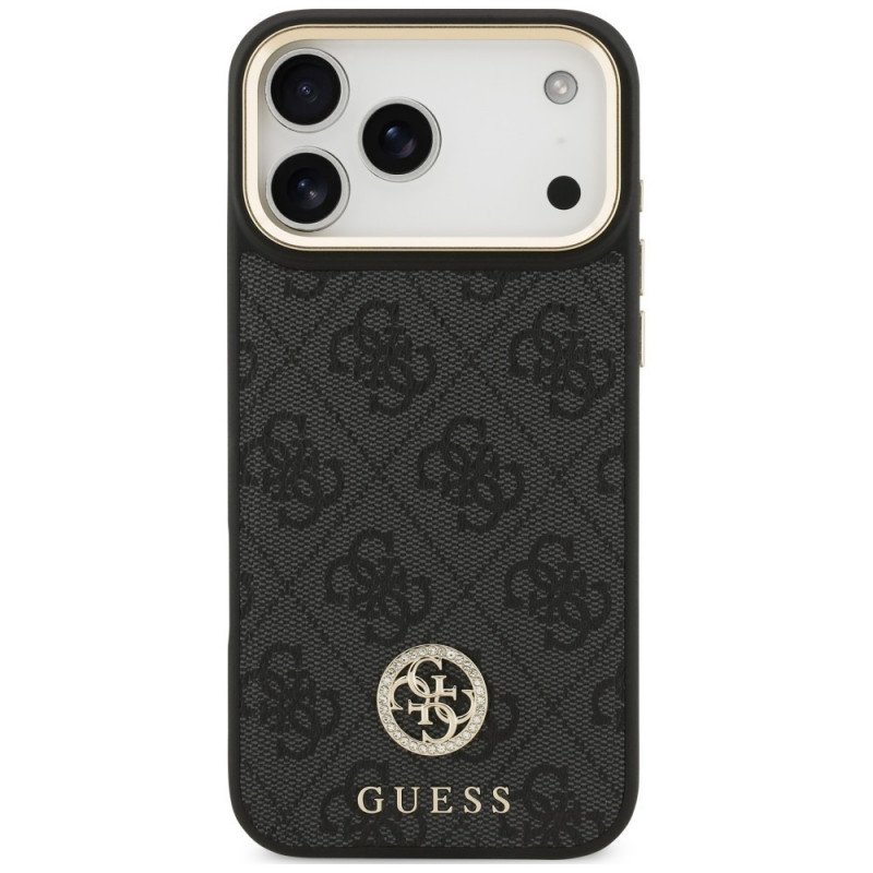 Guess 4G Strass Logo MagSafe-hoesje voor Apple iPhone 18 Pro Max / 17 Pro Max, zwart