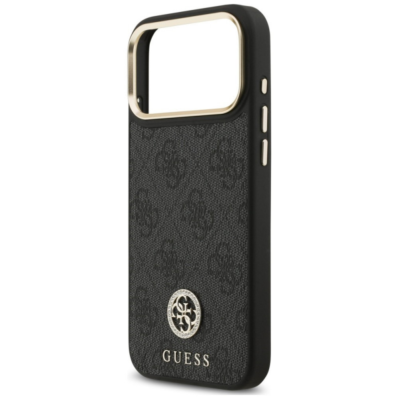 Guess 4G Strass Logo MagSafe-hoesje voor Apple iPhone 18 Pro Max / 17 Pro Max, zwart