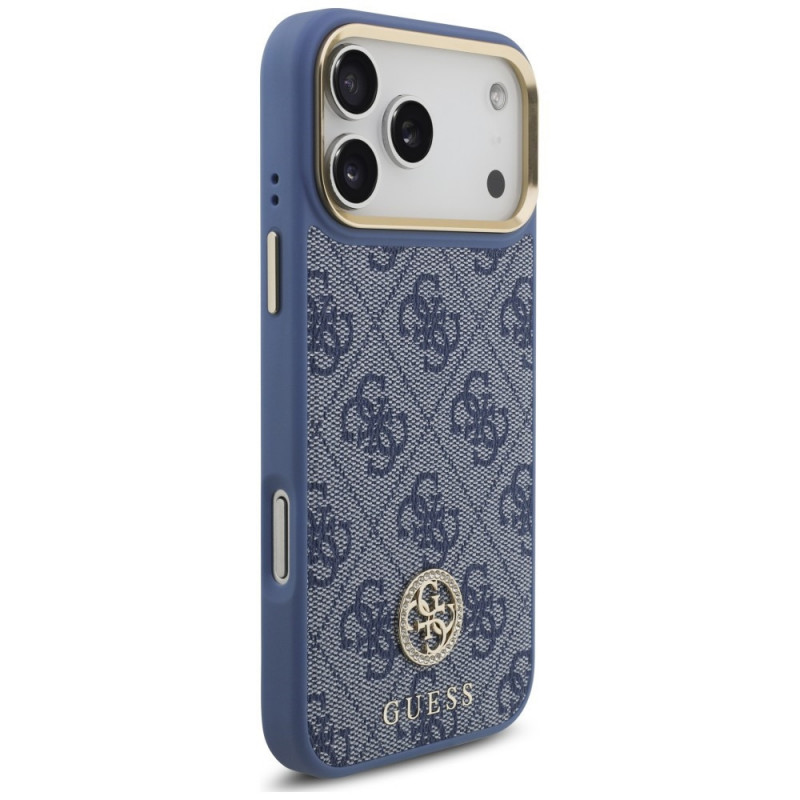 Guess 4G Strass Logo MagSafe-hoesje voor Apple iPhone 18 Pro Max / 17 Pro Max, blauw