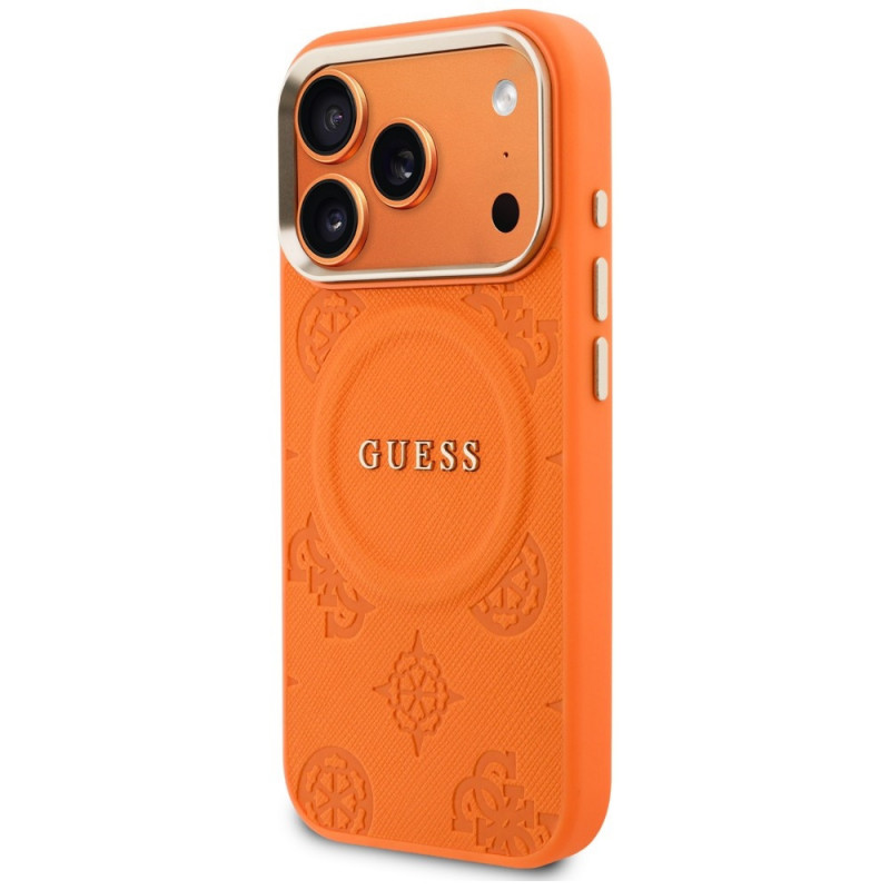 Guess Peony Hot Stamp MagSafe-hoesje voor Apple iPhone 18 Pro Max / 17 Pro Max, oranje