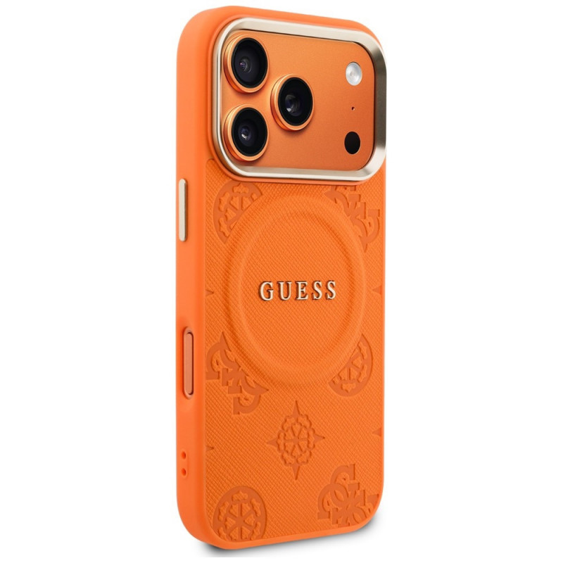Guess Peony Hot Stamp MagSafe-hoesje voor Apple iPhone 18 Pro Max / 17 Pro Max, oranje