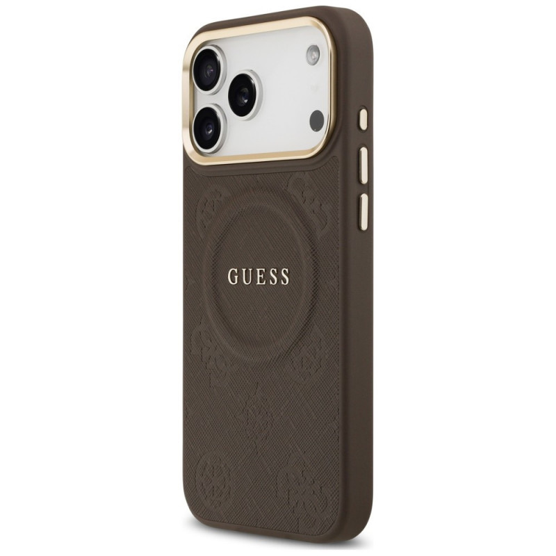 Guess Peony Hot Stamp MagSafe-hoesje voor Apple iPhone 18 Pro Max / 17 Pro Max, bruin