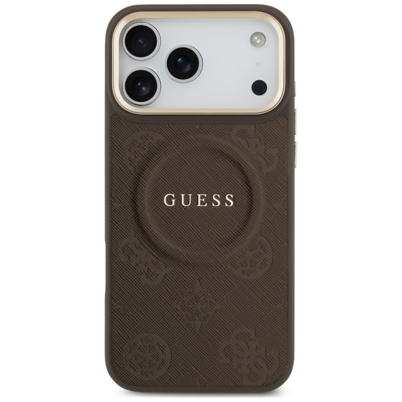 Guess Peony Hot Stamp MagSafe-hoesje voor Apple iPhone 18 Pro Max / 17 Pro Max, bruin