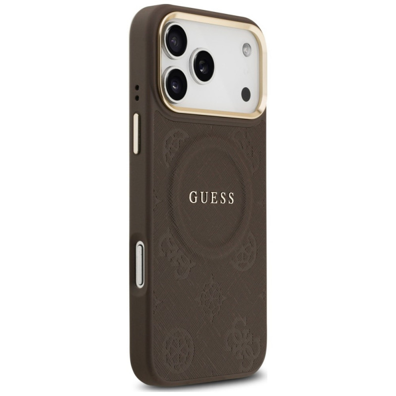 Guess Peony Hot Stamp MagSafe-hoesje voor Apple iPhone 18 Pro Max / 17 Pro Max, bruin