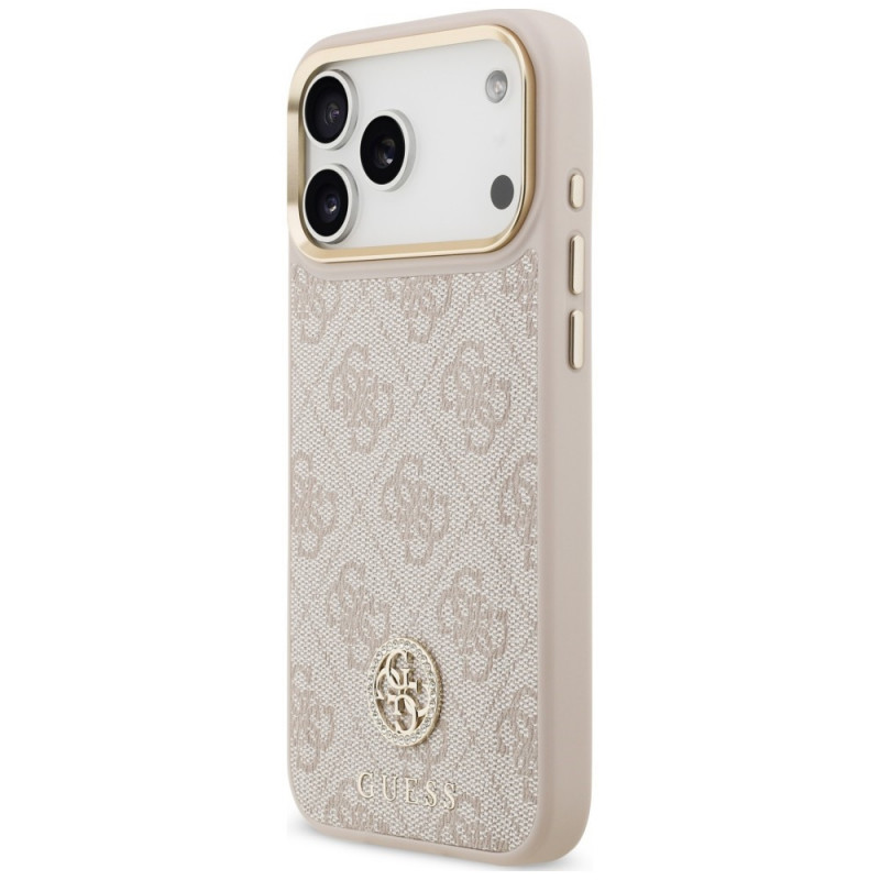 Guess 4G Strass Logo MagSafe-hoesje voor Apple iPhone 18 Pro Max / 17 Pro Max, roze
