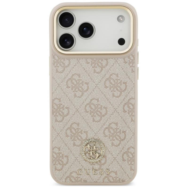 Guess 4G Strass Logo MagSafe-hoesje voor Apple iPhone 18 Pro Max / 17 Pro Max, roze