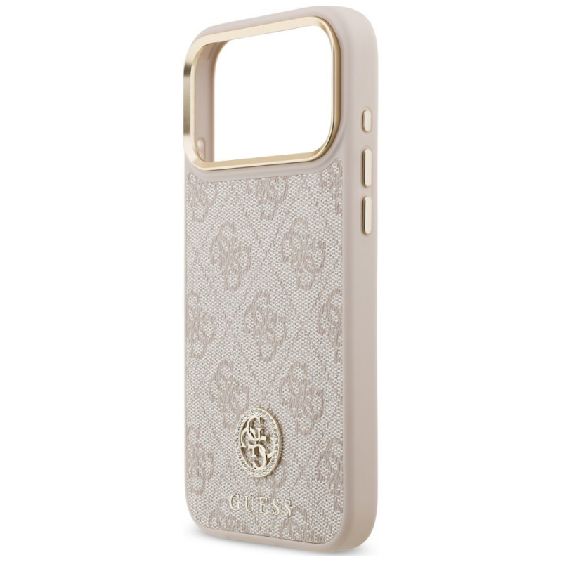 Guess 4G Strass Logo MagSafe-hoesje voor Apple iPhone 18 Pro Max / 17 Pro Max, roze