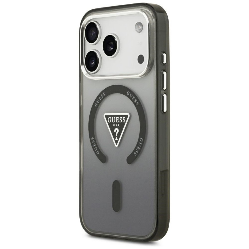 Guess IML Gradient Triangle Logo MagSafe-hoesje voor Apple iPhone 18 Pro Max / 17 Pro Max, zwart