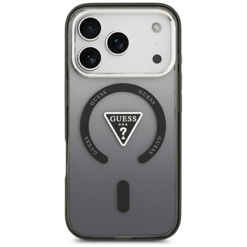 Guess IML Gradient Triangle Logo MagSafe-hoesje voor Apple iPhone 18 Pro Max / 17 Pro Max, zwart
