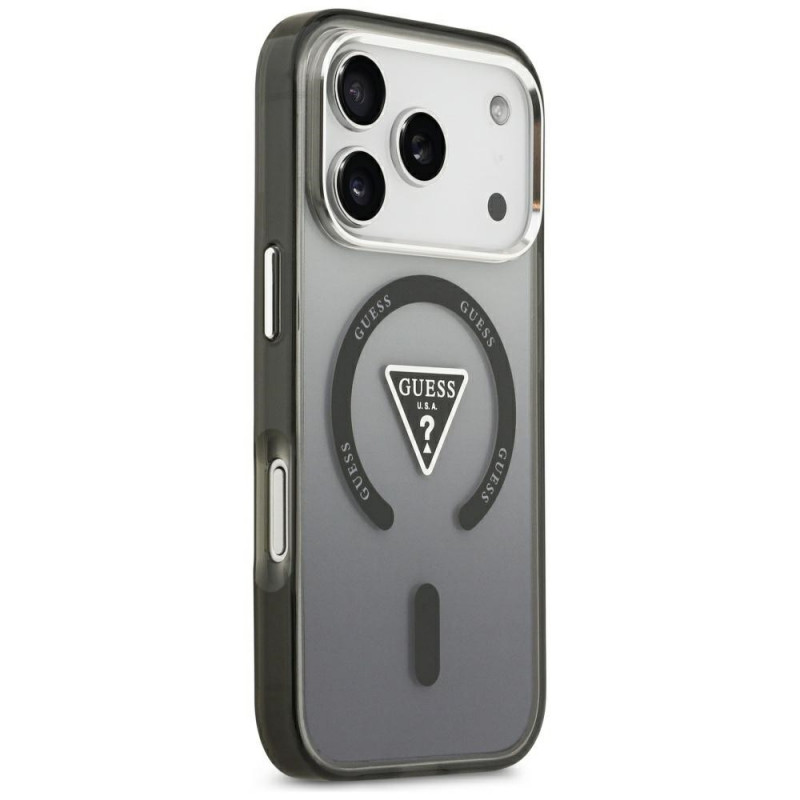 Guess IML Gradient Triangle Logo MagSafe-hoesje voor Apple iPhone 18 Pro Max / 17 Pro Max, zwart