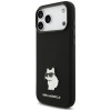 Karl Lagerfeld Silicone Choupette Metal Pin-hoesje voor Apple iPhone 18 Pro Max / 17 Pro Max, zwart
