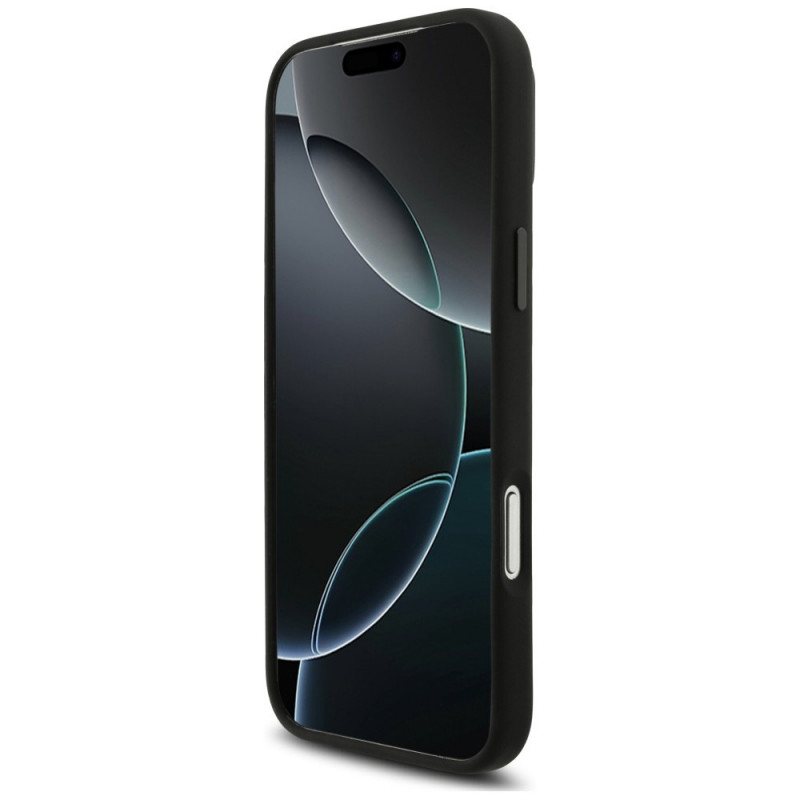Karl Lagerfeld Silicone Choupette Metal Pin-hoesje voor Apple iPhone 18 Pro Max / 17 Pro Max, zwart