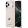 Karl Lagerfeld silicone Choupette metal pin hoesje voor Apple iPhone 18 Pro Max / 17 Pro Max, roze