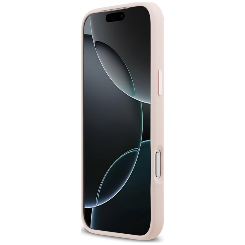 Karl Lagerfeld silicone Choupette metal pin hoesje voor Apple iPhone 18 Pro Max / 17 Pro Max, roze