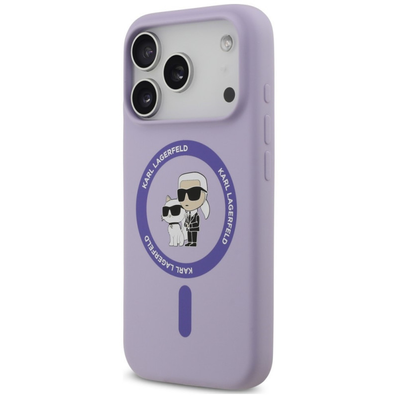 Karl Lagerfeld Silicone Karl&Choupette Ring MagSafe-hoesje voor Apple iPhone 18 Pro / 17 Pro, paars