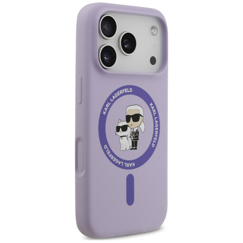 Karl Lagerfeld Silicone Karl&Choupette Ring MagSafe-hoesje voor Apple iPhone 18 Pro / 17 Pro, paars