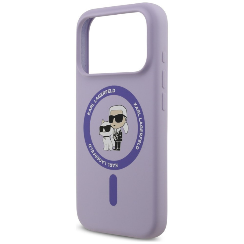 Karl Lagerfeld Silicone Karl&Choupette Ring MagSafe-hoesje voor Apple iPhone 18 Pro / 17 Pro, paars