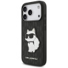 Karl Lagerfeld Saffiano Mono Patch Choupette-hoesje voor Apple iPhone 18 Pro / 17 Pro, zwart