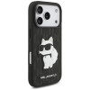 Karl Lagerfeld Saffiano Mono Patch Choupette-hoesje voor Apple iPhone 18 Pro / 17 Pro, zwart