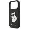 Karl Lagerfeld Saffiano Mono Patch Choupette-hoesje voor Apple iPhone 18 Pro / 17 Pro, zwart