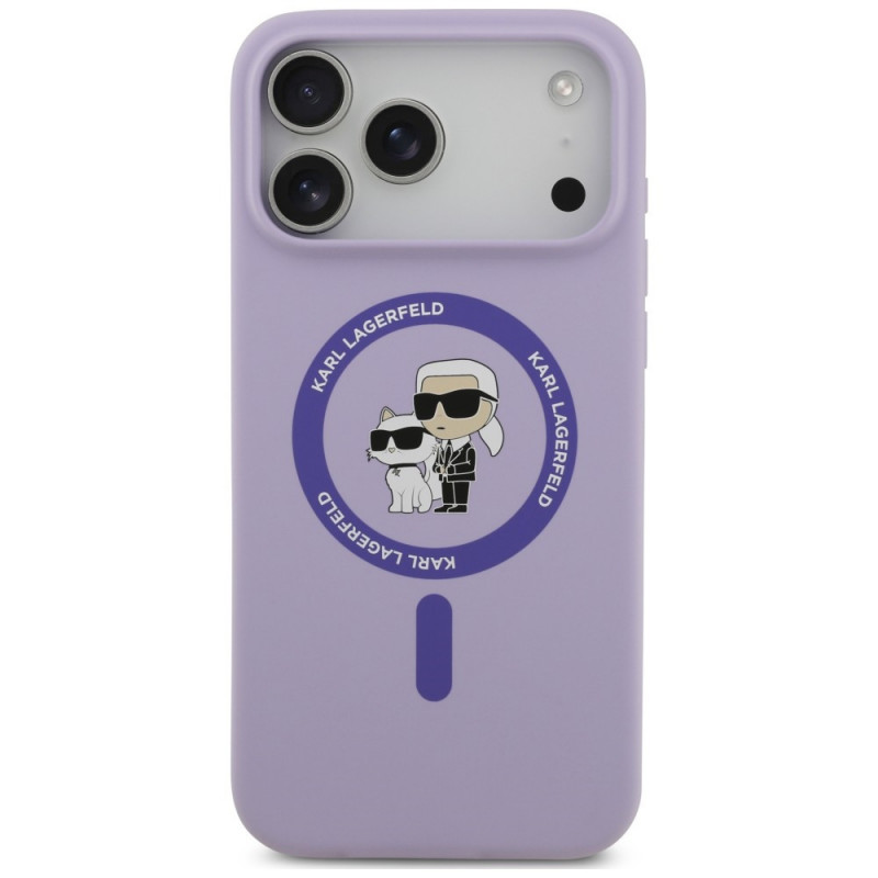 Karl Lagerfeld Silicone Karl&Choupette Ring MagSafe-hoesje voor Apple iPhone 18 Pro Max / iPhone 17 Pro Max, paars