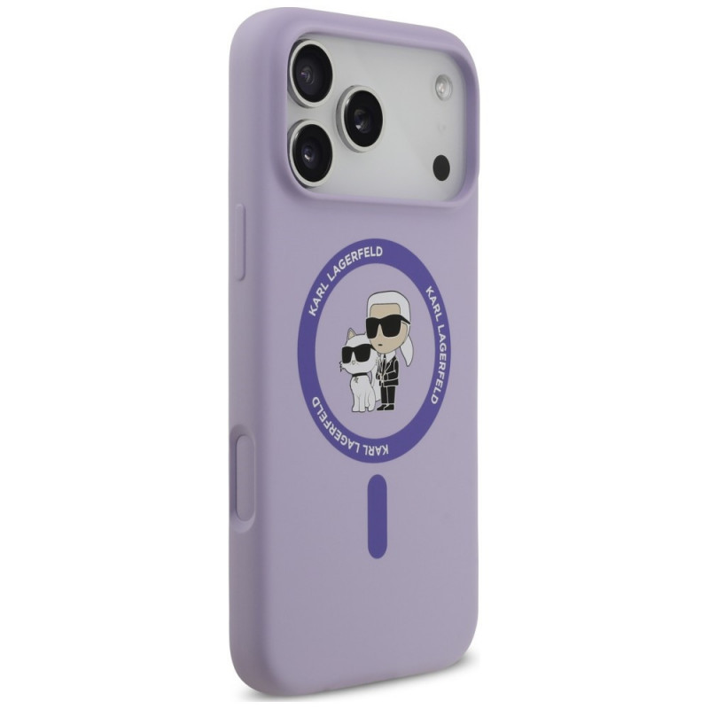 Karl Lagerfeld Silicone Karl&Choupette Ring MagSafe-hoesje voor Apple iPhone 18 Pro Max / iPhone 17 Pro Max, paars