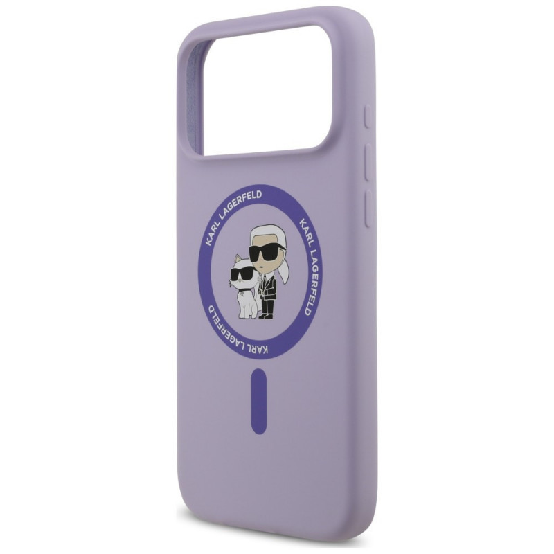 Karl Lagerfeld Silicone Karl&Choupette Ring MagSafe-hoesje voor Apple iPhone 18 Pro Max / iPhone 17 Pro Max, paars
