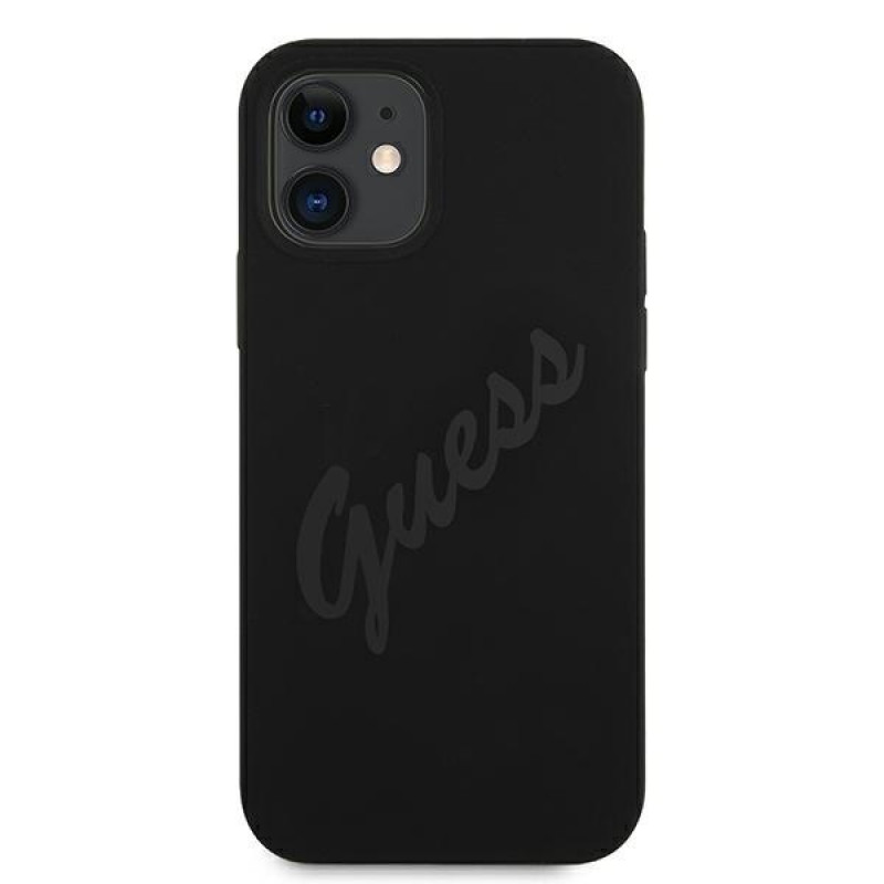 Guess GUHCP12SLSVSBK Script Vintage hardcase voor Apple iPhone 12 mini 5,4 inch, zwart/zwart