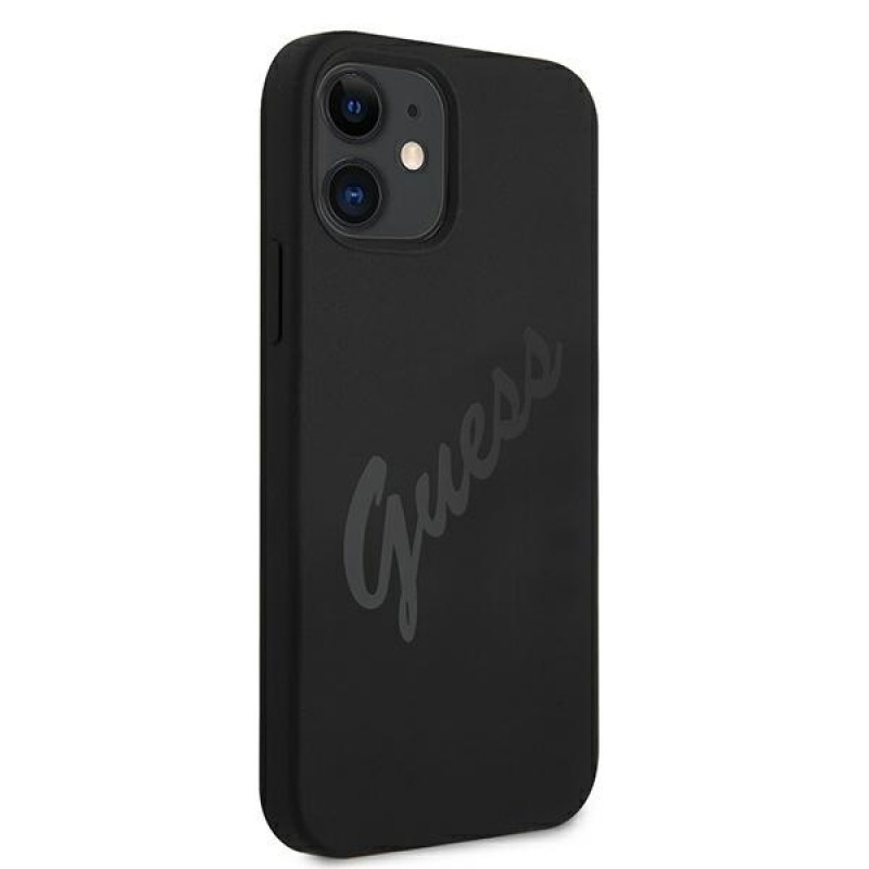 Guess GUHCP12SLSVSBK Script Vintage hardcase voor Apple iPhone 12 mini 5,4 inch, zwart/zwart