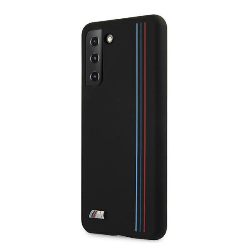 BMW BMHCS21MSIVTBK Silicone Stripes M Collection hoesje voor Samsung Galaxy S21+, zwart