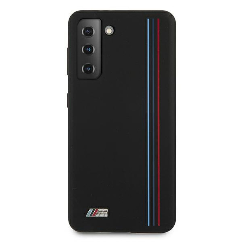 BMW BMHCS21MSIVTBK Silicone Stripes M Collection hoesje voor Samsung Galaxy S21+, zwart