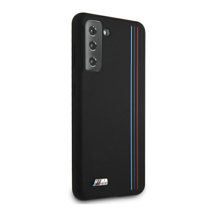 BMW BMHCS21MSIVTBK Silicone Stripes M Collection hoesje voor Samsung Galaxy S21+, zwart