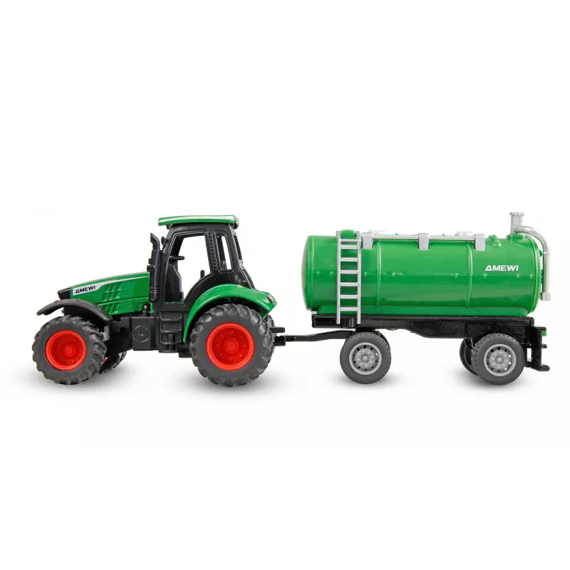 Amewi metalen tractor met tanktrailer, 1:64, RTR, groen