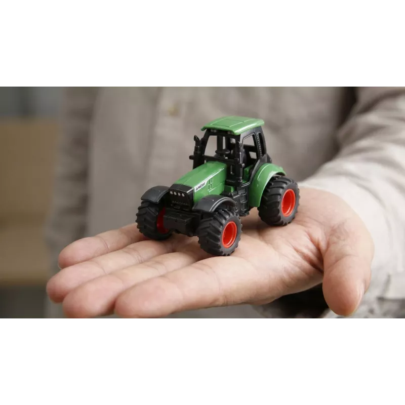 Amewi metalen tractor met aanhangwagen, 1:64, RTR, groen