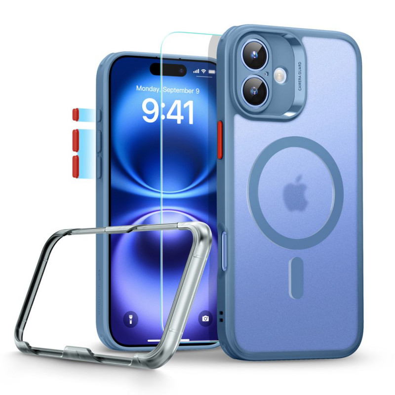 ESR Classic Pro Set HaloLock MagSafe-hoesje met gehard glas voor Apple iPhone 16, mat blauw