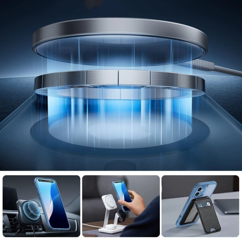ESR Classic Pro Set HaloLock MagSafe-hoesje met gehard glas voor Apple iPhone 16, mat blauw