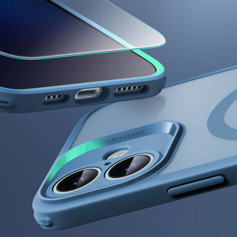 ESR Classic Pro Set HaloLock MagSafe-hoesje met gehard glas voor Apple iPhone 16, mat blauw