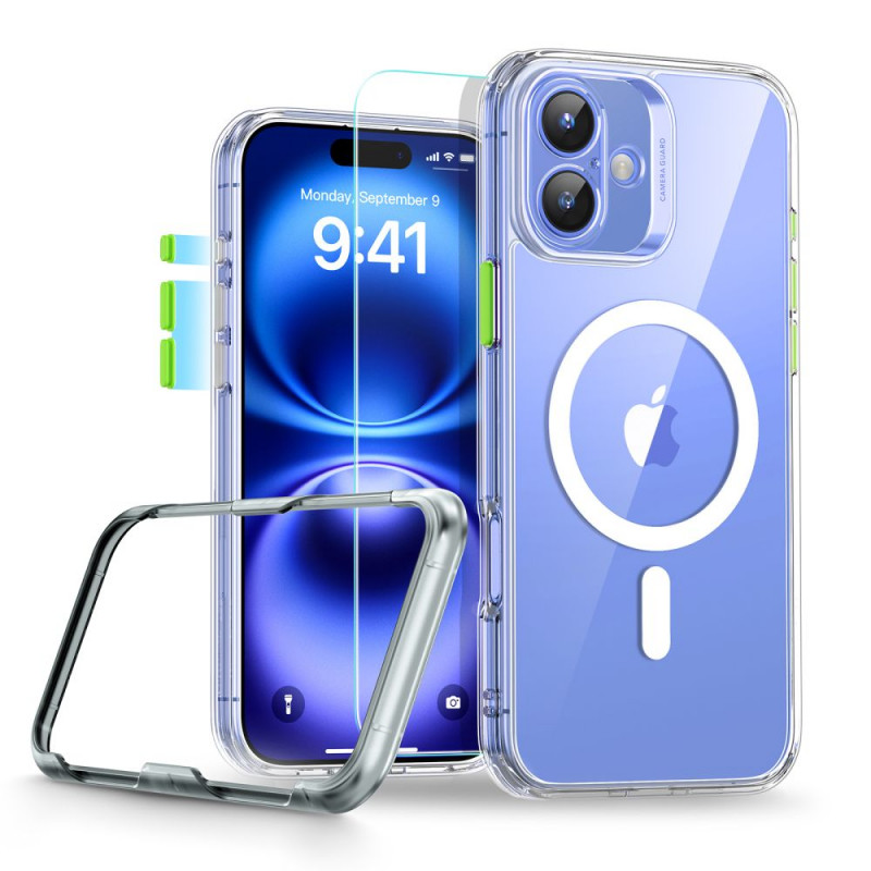 ESR Classic Pro Set HaloLock MagSafe-hoesje met gehard glas voor Apple iPhone 16, transparant