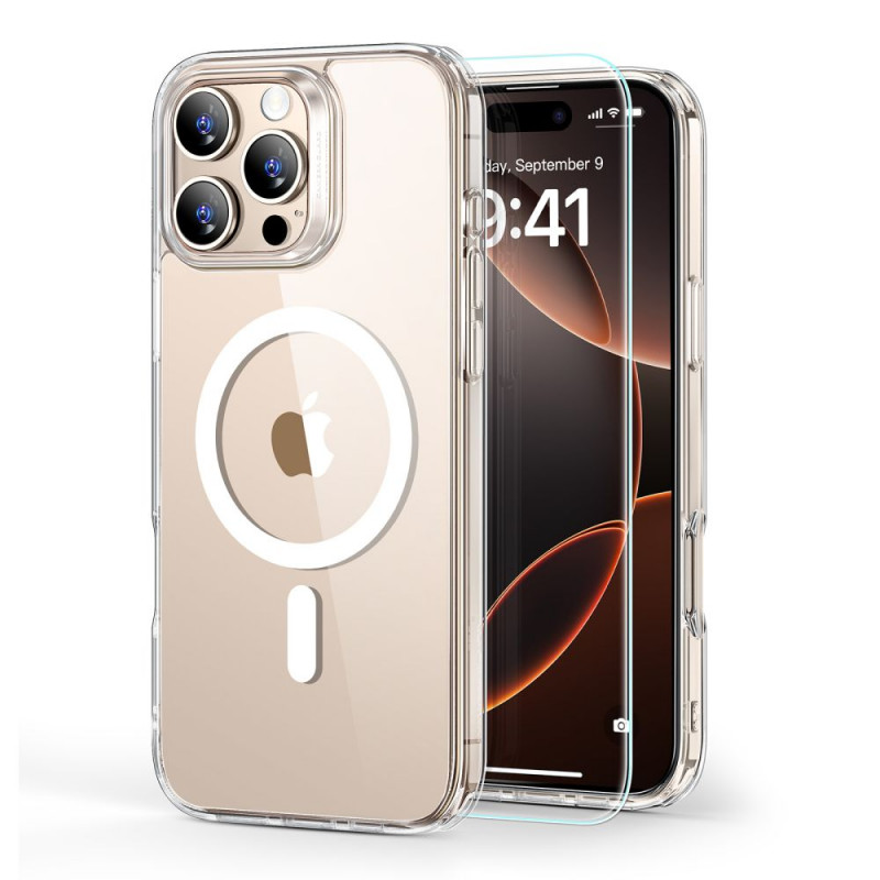 ESR Classic Hybrid HaloLock MagSafe-hoesje met gehard glas voor Apple iPhone 16 Pro Max, transparant