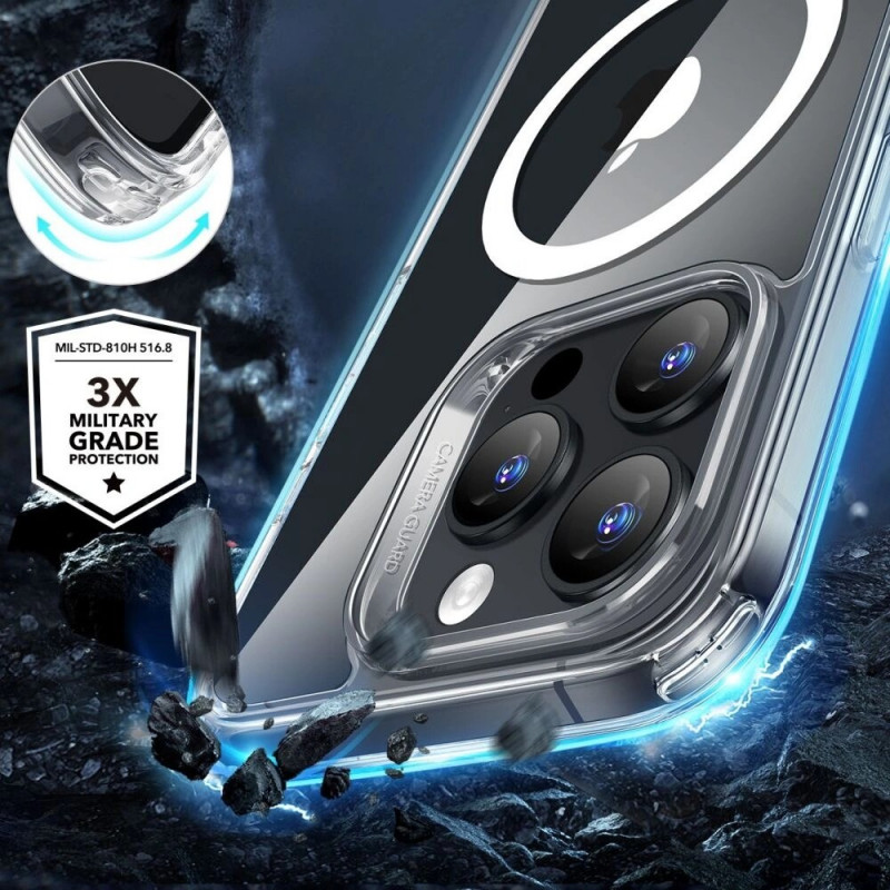 ESR Classic Hybrid HaloLock MagSafe-hoesje met gehard glas voor Apple iPhone 16 Pro Max, transparant