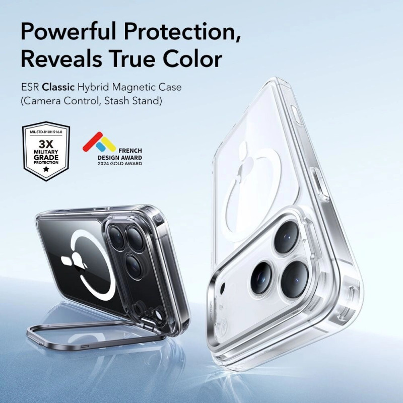 ESR Classic Hybrid Kickstand MagSafe-hoesje voor Apple iPhone 17 Pro Max, transparant