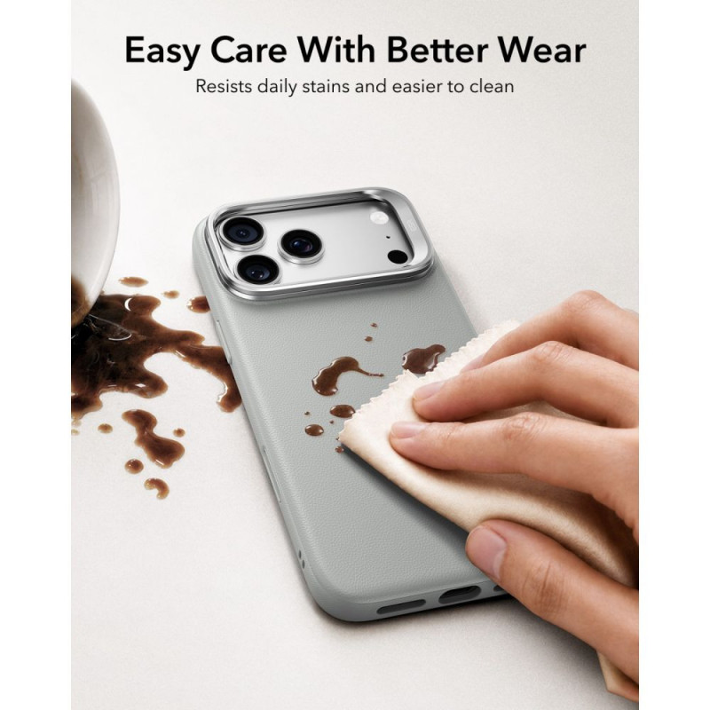 ESR Leren kickstand MagSafe-hoesje voor Apple iPhone 17 Pro Max / 18 Pro Max, grijs